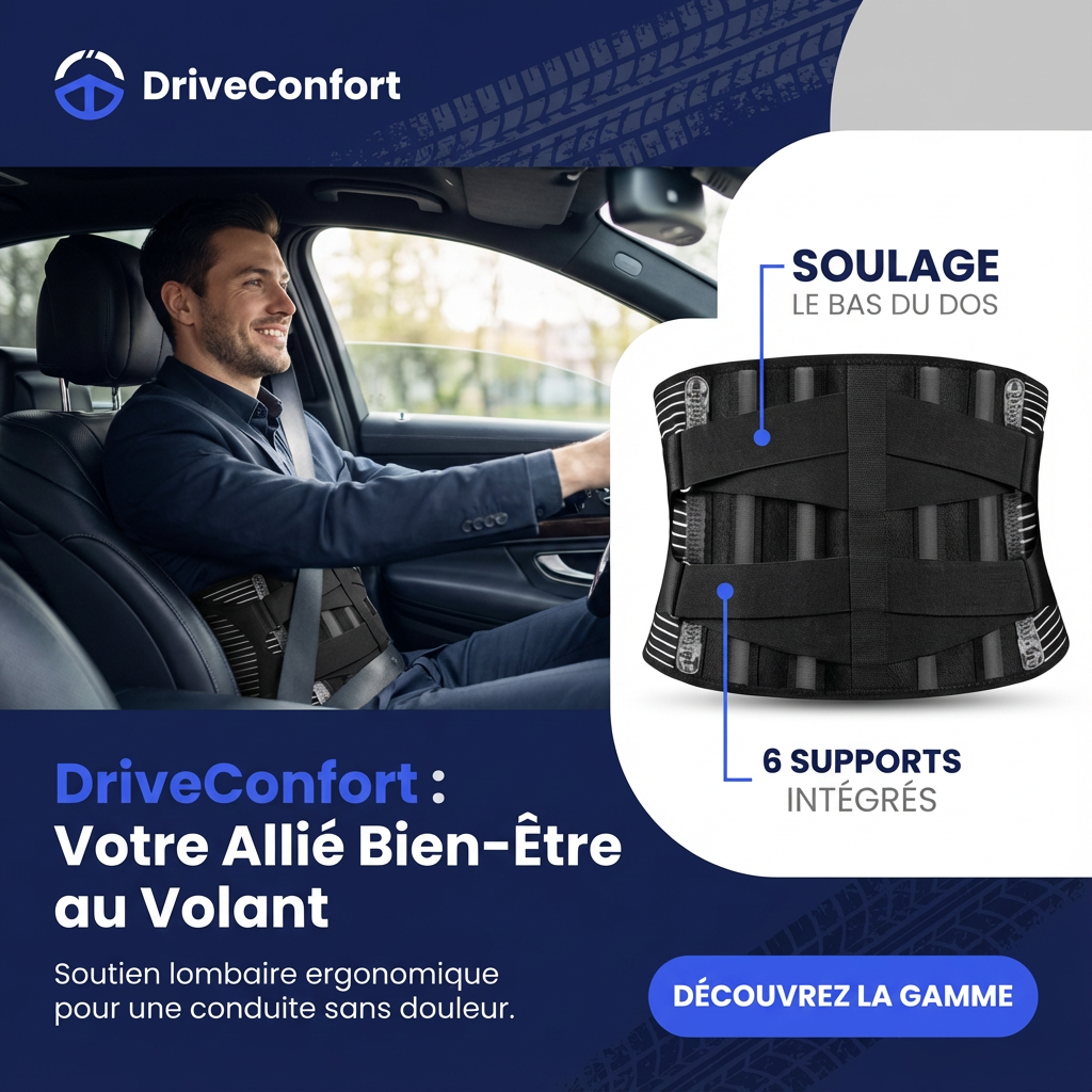 Ceinture lombaire voiture – Soutien du bas du dos pour les longues heures de conduite